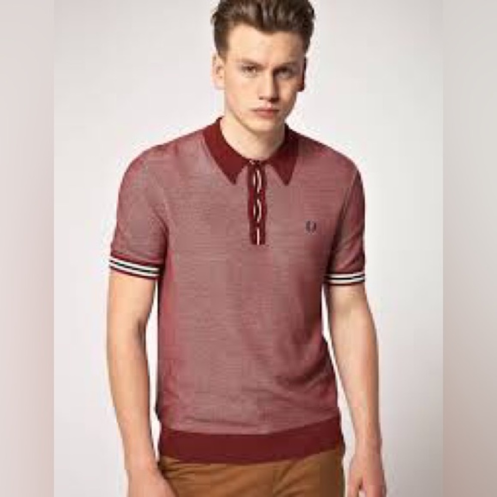 Fred Perry Burgundy Polo Shirt with mod vibes